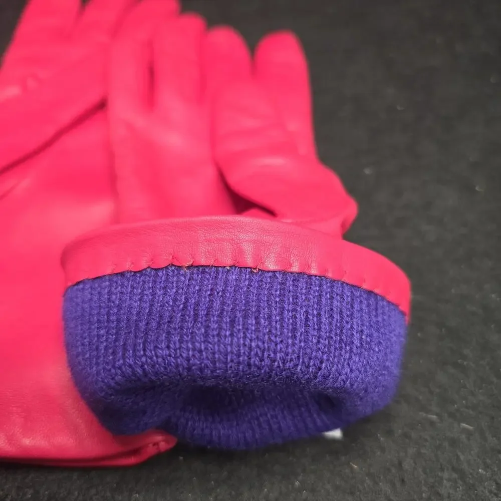 Vintage Henri Bendel Pink Soft Leather Cashmere Lined Ladies Sz 6.5 Gloves